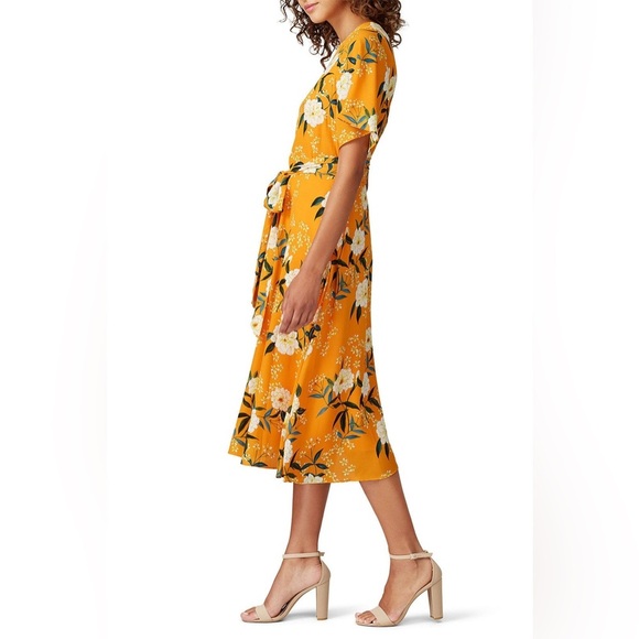 GOLDENROD FLORAL MIDI DRESS SMALL - Picture 3 of 6